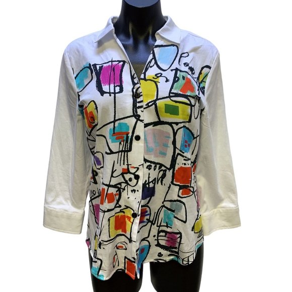 Simply Dolcezza Tops - *Simply Dolcezza White Multi Color Blouse Medium